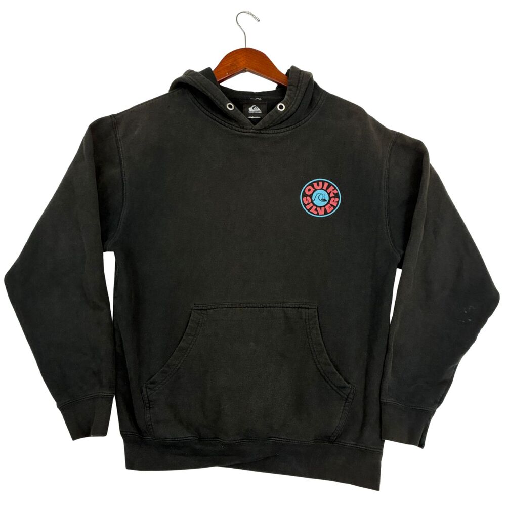 Quiksilver Original Boardriding Co Hoodie Black Mens Pullover Surf Logo